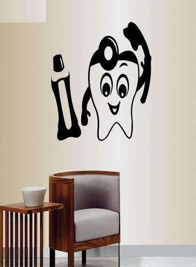 Roonir Dental Wall Stickers for Clinic Wall Vinyl Decal Home Decor Art Sticker Tooth with Tooth Paste and Brush Bathroom Dentist Dental Office Room Size(50X62 cm)